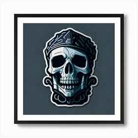 Skull Sticker With A Cap Silver (20) 1 Art Print