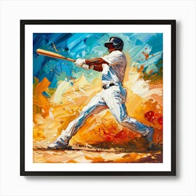 A Baseball Player Hitting Home Run Oil Painting 1 Art Print