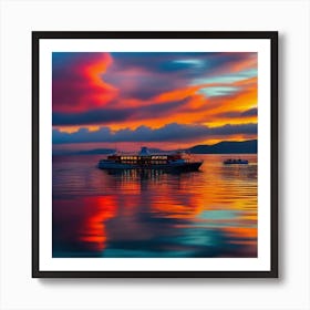 Sunset On A Boat 18 Art Print