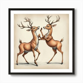 Deer Fighting Art Print