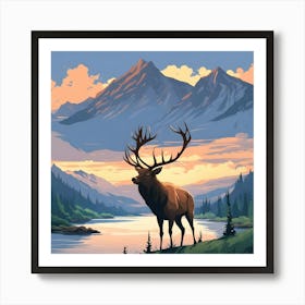 Elk In The Mountains 1 Art Print