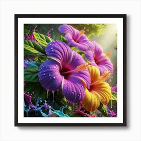 Colorful Hibiscus Flowers Art Print