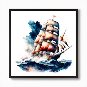 Sailing Ship In The Ocean 2 Art Print