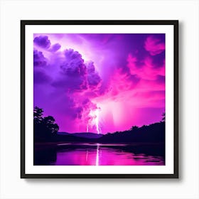 Purple Lightning Art Print