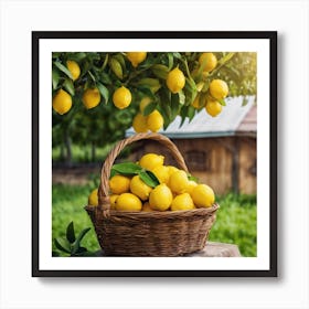 Lemons In A Basket 6 Art Print