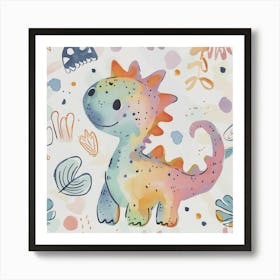 Cute Muted Pastels Ankylosaurus Dinosaur 1 Art Print