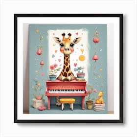 Giraffe Piano Art Print