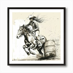 Cowgirl Riding A Horse 1 Art Print