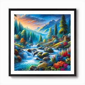 Waterfall In The Forest 1 Art Print