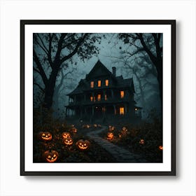 Creepy Halloween Background With Realistic Art Print