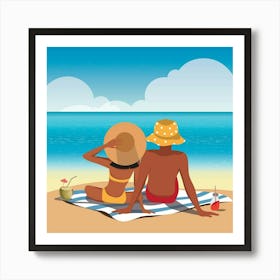 Couple On The Beach Art Print