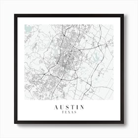 Austin Texas Street Map Color Minimal Square Art Print