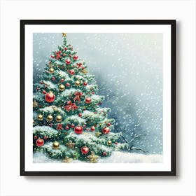 Christmas Tree In The Snow 4 Art Print