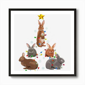 Rabbit Bunny Christmas Tree Ornament Decor Gift Art Print