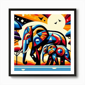 The Forest Friends Elephants Art Print