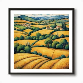 Fields Of Gold Painting Inspired By Paul Cezanne Art Print 1 Art Print