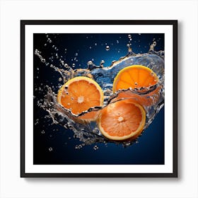 Oranges Splashing Water Art Print