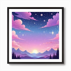 Sky With Twinkling Stars In Pastel Colors Square Composition 71 Art Print