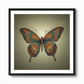 Butterfly On A Brown Background Art Print