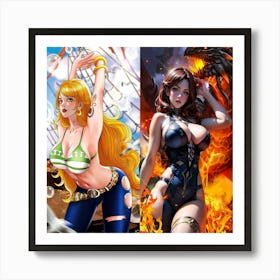 Two Women In Bikinis 18 Art Print