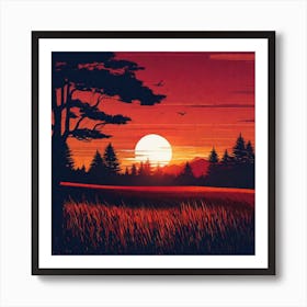 Sunset Landscape 1 Art Print