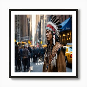 Indian Man In New York City Art Print