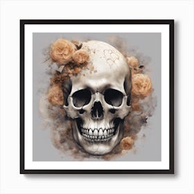 Skull With Roses Art Print