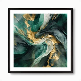 Emerald Gold Flow 20 Art Print