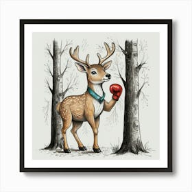 Boxing Deer Art Print