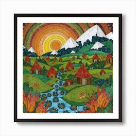 Small mountain village 27 Art Print