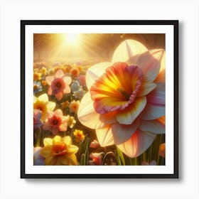 Daffodils Basking in the Sunlight Art Print
