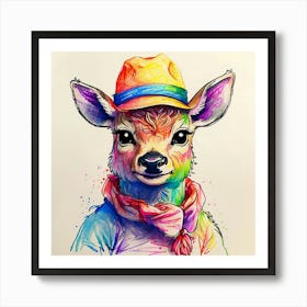 Deer In A Hat 10 Art Print