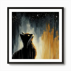 Cat In The Rain Art Print