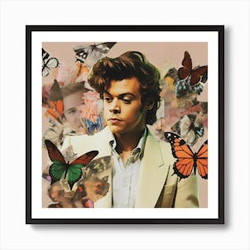 Harry Styles Butterfly Collage 2 Square Art Print