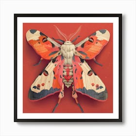 Moth on red Art Print