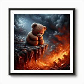 Teddy Bear In Flames Art Print