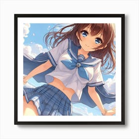 Anime Girl In School Uniform 2 Art Print