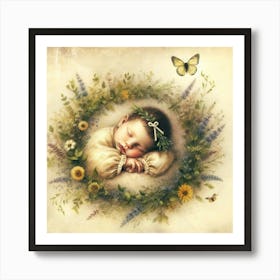 Baby In A Wreath Art Print