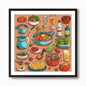 Illustration Of Food For Website Recipes Icon Draw (2) Poster