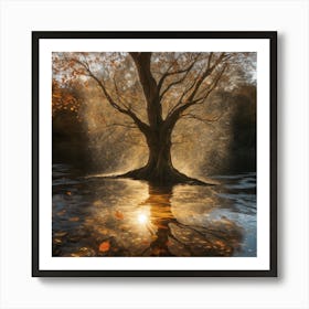 Autumn Tree In Water Art Print