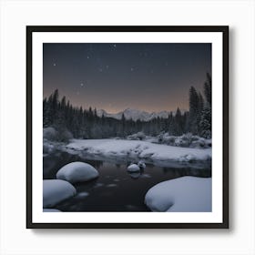 Snowy River At Night Art Print