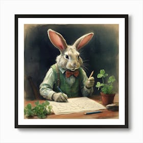 Rabbit Writing 4 Art Print