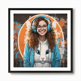 448919 Female Programmer With A Big Smile, White Rabbit E Xl 1024 V1 0 2 Art Print