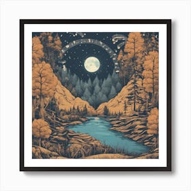 Moonlight River Art Print