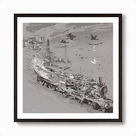 Train In The Desert Art Print