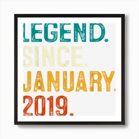 4 Years Old Gifts Legend Since January 2019 4th Birthday Boy 1 Art Print