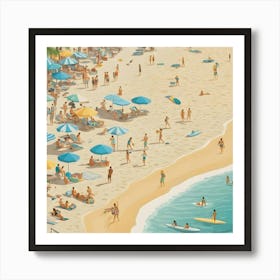 Illustration Of A Beach Scene 10 Art Print