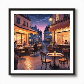 Cafe Terrace At Night (13) Art Print