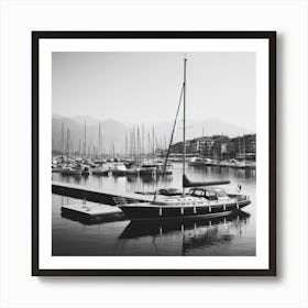 Black And White Marina Art Print