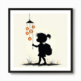 Girl Playing With Bitcoins Art Print